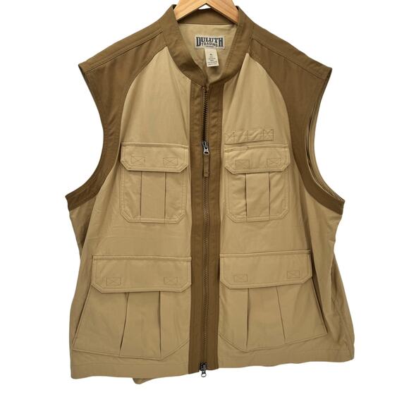 Duluth Trading Vest Mens XL Fishing On The Fly Jacket Full Zip Khaki Tan Outdoor - Picture 1 of 9